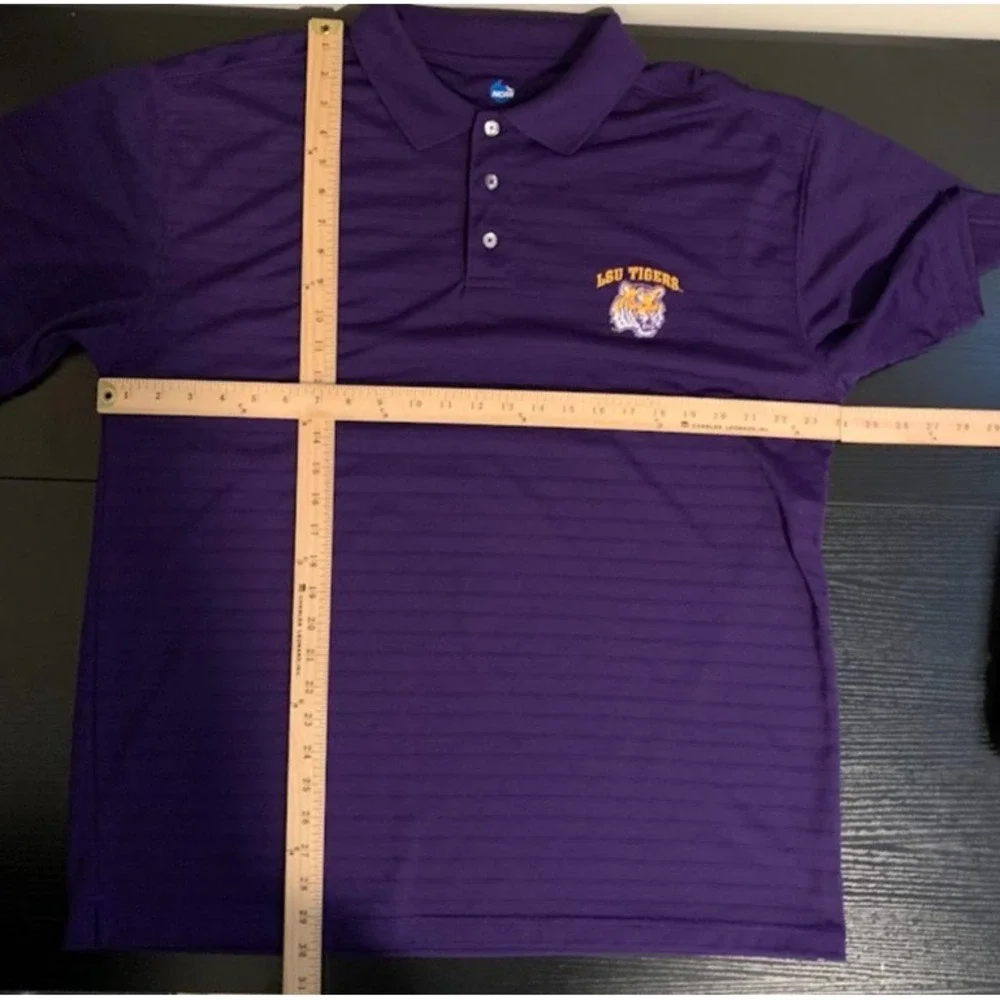 LSU Tigers NCAA Purple Embroidered Polo Short Sleeve Shirt Men's Large - Picture 7 of 7